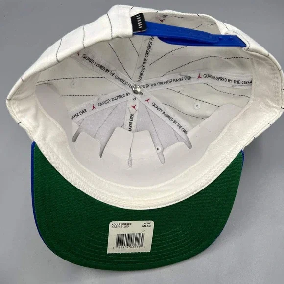 Air Jordan Hat Men White Blue‎ Pinstripe Jumpman Snap Back Cap